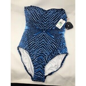 NEW One-Piece Swimsuit Blue Calvin Klein Women's Bandeau Size 8 Strap